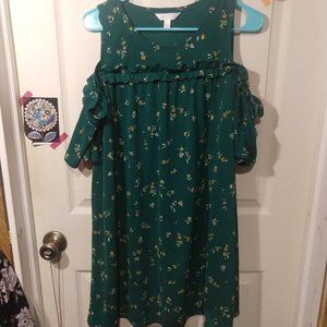 Large Green shoulder cut out dress
